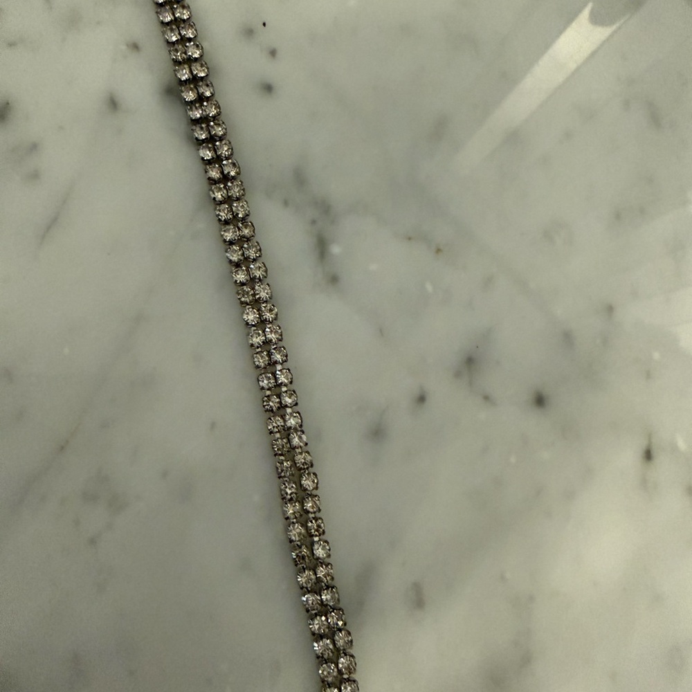 Silver Rhinestone Crystal Y-Drop Necklace - Silver - Picture 3 of 5